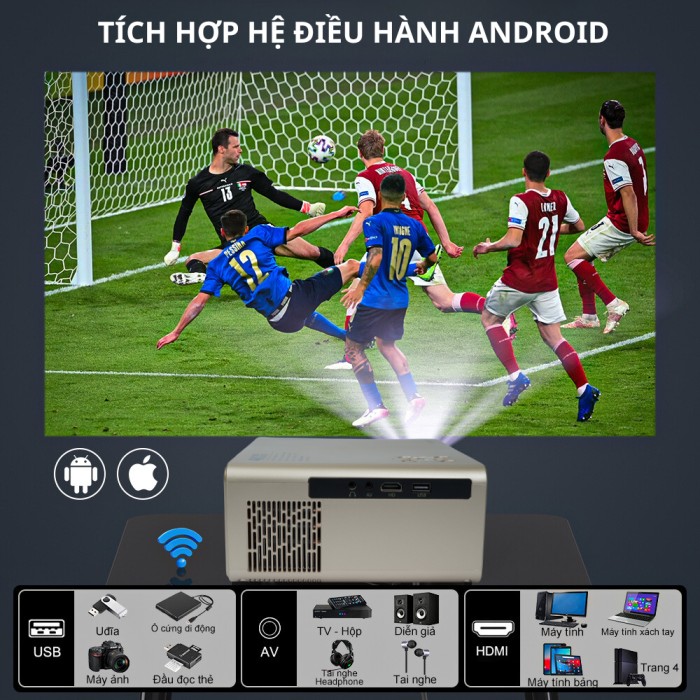 Máy Chiếu Mini KAW K860 Full HD - Xem Phim, Chơi Game Cực Đã, Độ Phân Giải 1080P