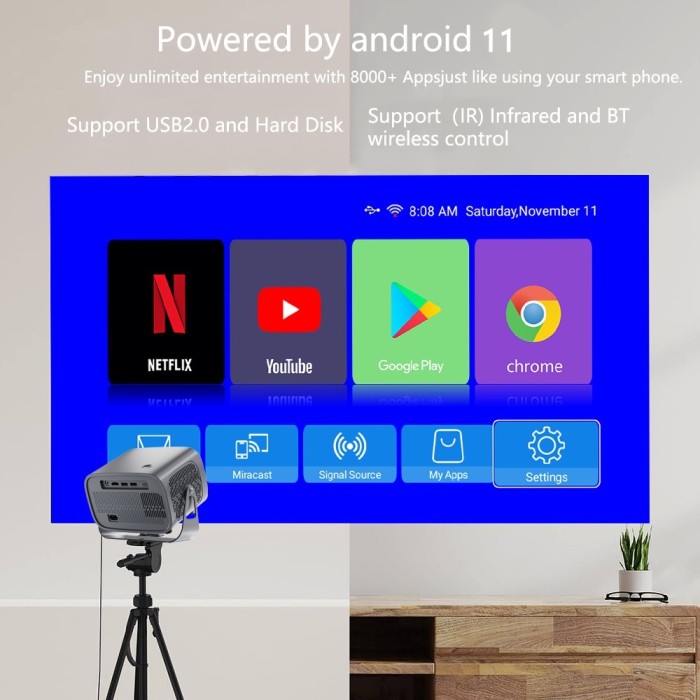 Máy Chiếu Mini K670 - Tích Hợp Netflix, Youtube, Xem Phim Thoải Mái