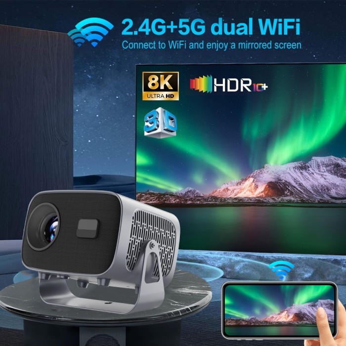 Máy Chiếu Mini K670 - Tích Hợp Netflix, Youtube, Xem Phim Thoải Mái