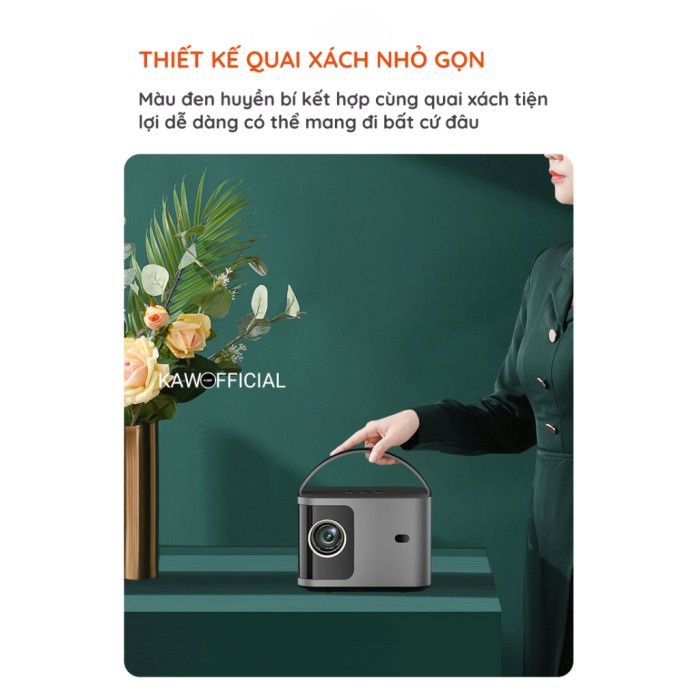 Máy Chiếu Mini KAW K660 - Độ phân giải gốc 1080P, Android TV, Tích hợp loa