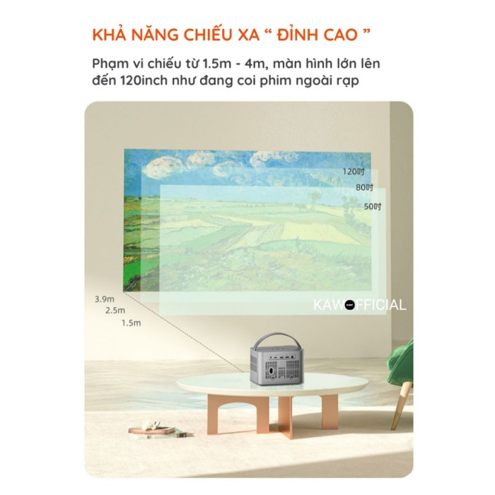 Máy Chiếu Mini KAW K660 - Độ phân giải gốc 1080P, Android TV, Tích hợp loa