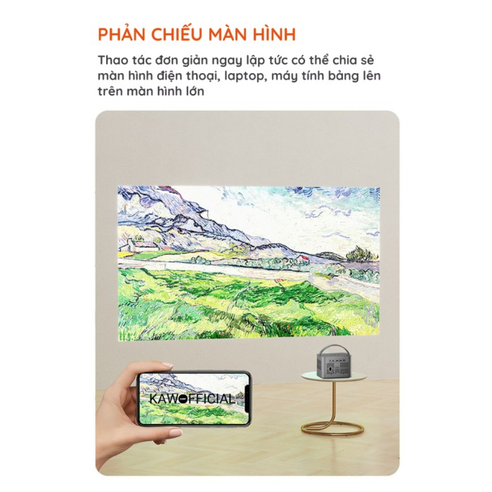 Máy Chiếu Mini KAW K660 - Độ phân giải gốc 1080P, Android TV, Tích hợp loa