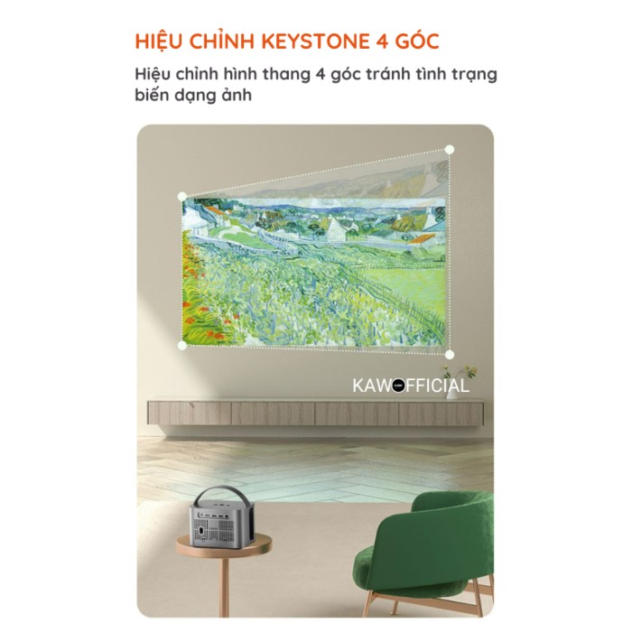 Máy Chiếu Mini KAW K660 - Độ phân giải gốc 1080P, Android TV, Tích hợp loa