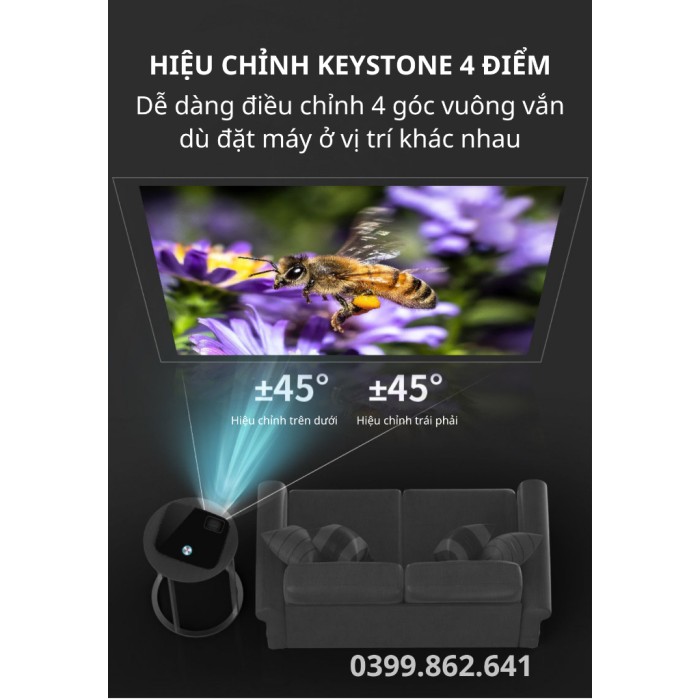 Máy chiếu Mini xem phim KAW KP980,Hỗ trợ 4K, Kết nối đa dạng,Hình ảnh sắc nét, Âm thanh sống động