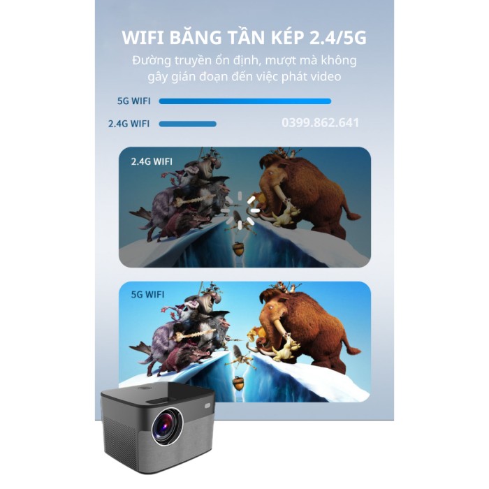 Máy chiếu Mini xem phim KAW KP980,Hỗ trợ 4K, Kết nối đa dạng,Hình ảnh sắc nét, Âm thanh sống động