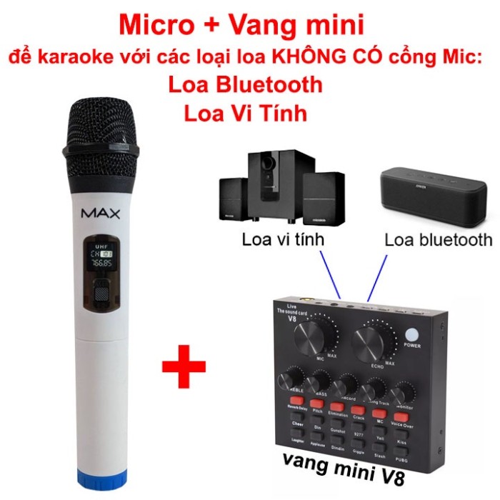 Micro Karaoke Không Dây MAX-21, Thiết Kế Gọn Nhẹ, Cầm Chắc Tay, Độ Bền Cao