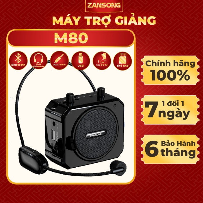 Loa Trợ Giảng Zansong M80, Âm Thanh Mạnh Mẽ, Thiết Kế Nhỏ Gọn, Dễ Dàng Mang Theo