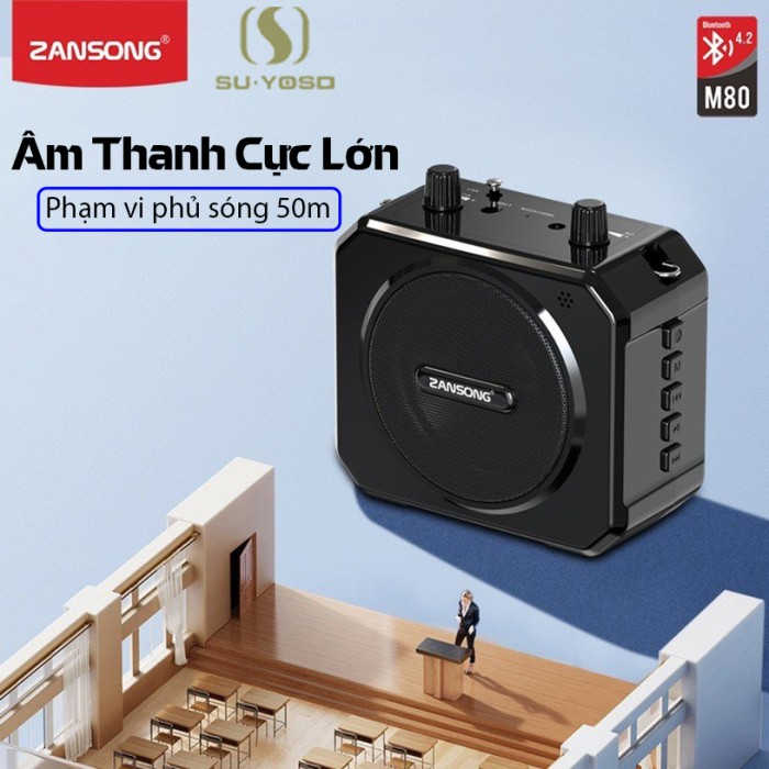 Loa Trợ Giảng Zansong M80, Âm Thanh Mạnh Mẽ, Thiết Kế Nhỏ Gọn, Dễ Dàng Mang Theo