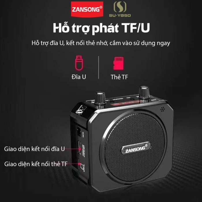 Loa Trợ Giảng Zansong M80, Âm Thanh Mạnh Mẽ, Thiết Kế Nhỏ Gọn, Dễ Dàng Mang Theo