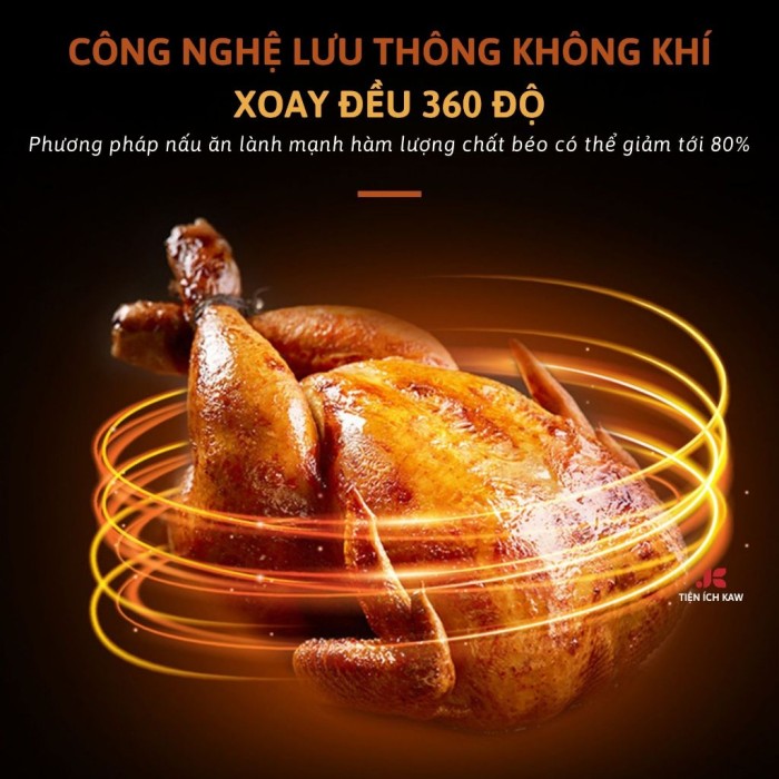 Nồi Chiên Không Dầu 8L KAW, Nấu Nướng Nhanh Gọn, Ít Dầu Mỡ, Dung Tích Lớn
