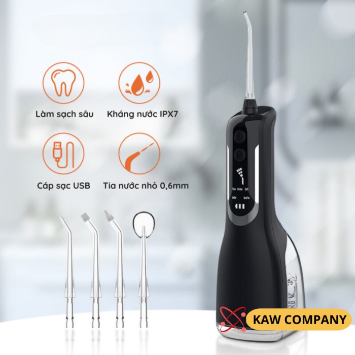 Máy Tăm Nước Cầm Tay KAW - 4 Đầu Phun Đa Năng, Sạch Răng Toàn Diện