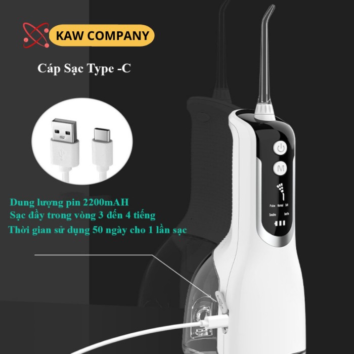 Máy Tăm Nước Cầm Tay KAW - 4 Đầu Phun Đa Năng, Sạch Răng Toàn Diện
