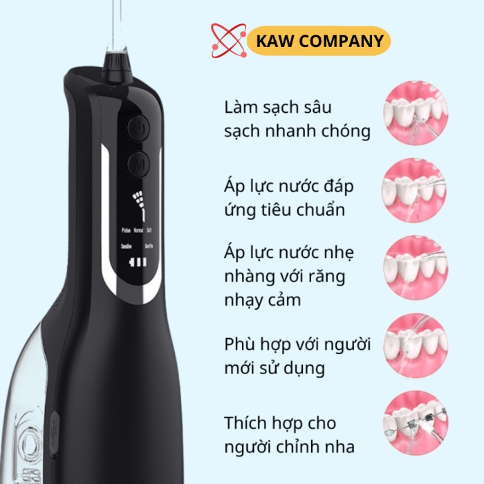 Máy Tăm Nước Cầm Tay KAW - 4 Đầu Phun Đa Năng, Sạch Răng Toàn Diện