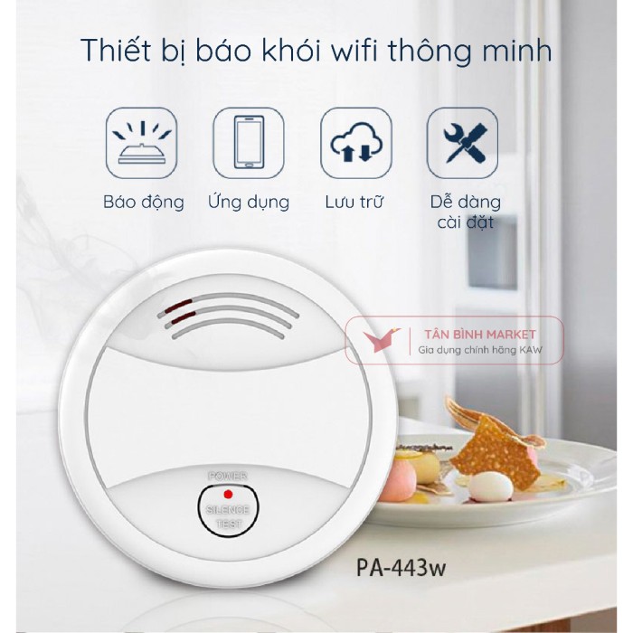 Thiết Bị Báo Khói Wifi Thông Minh PA-443W, Phát Hiện Khói Sớm, Bảo Vệ Gia Đình 24/7