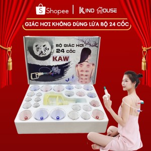 Bộ Giác Hơi Chân Không KAW 24 Cốc, Giảm Đau Lưng, Vai Gáy, Thúc Đẩy Tuần Hoàn Máu