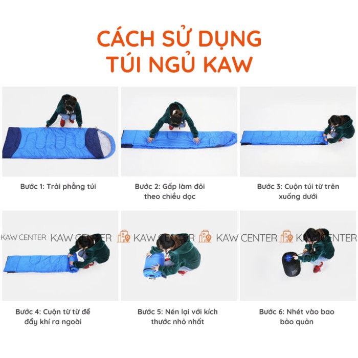 Túi Ngủ KAW Chính Hãng - Ấm Áp, Thoải Mái Cho Mọi Chuyến Đi