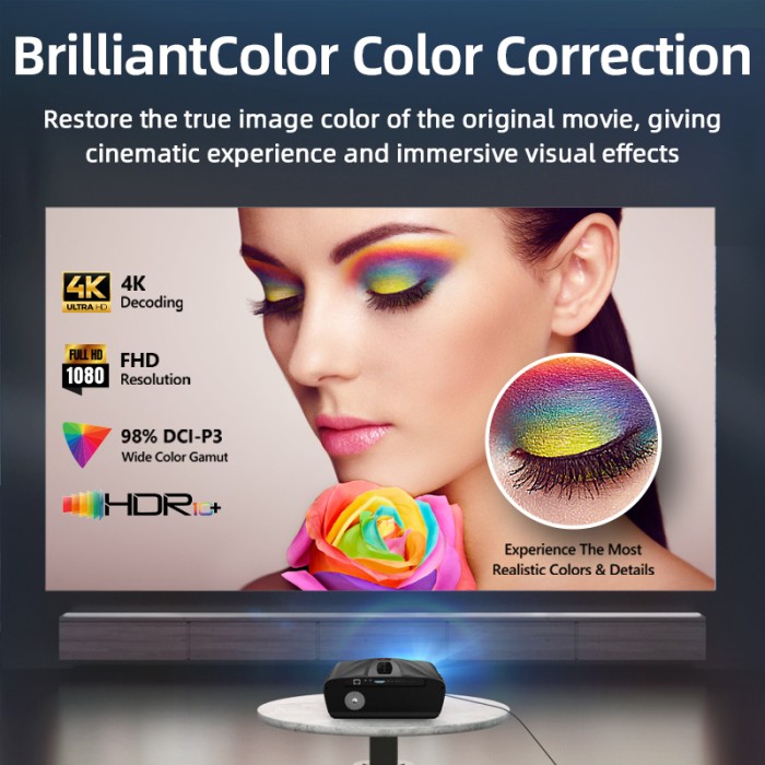 Máy Chiếu Smart 4K, Android TV, Kết Nối WiFi, Xem YouTube, Netflix